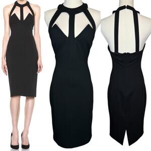 Cushnie Et Ochs Black Knee Length Pencil Dress Sheath Bodycon Cut Out size 4